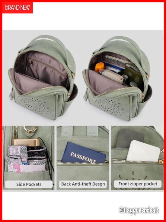 Small Backpack Purse for Women Faux Leather Mini Backpack Casual Travel Daypack main image 4